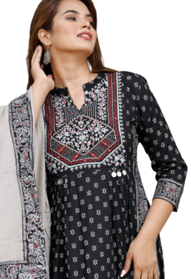 Black Kurti Pant With Duptta 3