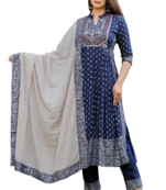 Dark Blue Kurti Pant Duptta 