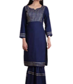 Navy Blue Kurti With Sharara