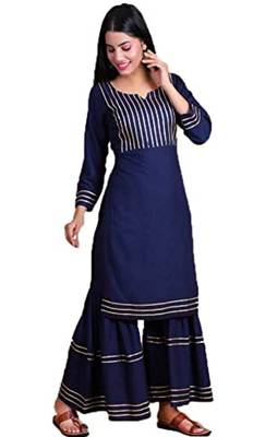 Navy Blue Kurti With Sharara 2