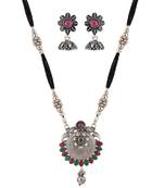 Ethnic Traditional Oxidised Design Long Mangalsutra Necklace with Matching Earring for Women 