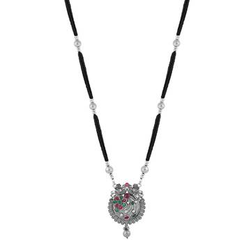 Ethnic Traditional Oxidised Design Long Mangalsutra Necklace with Matching Earring Set for Women  2