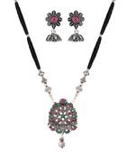 Ethnic Traditional Oxidised Design Long Mangalsutra Necklace with Matching Earring Set for Women 