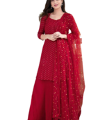 Red Kurti Plazoo Duptta