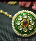 Indian Ethnic Meenakari Work maang tikka Kundan Borla with pearl Chain Head Jewellery