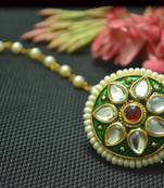 Indian Ethnic Meenakari Work maang tikka Kundan Borla with pearl Chain Head Jewellery