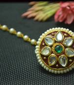 Indian Ethnic Meenakari Work maang tikka Kundan Borla with pearl Chain Head Jewellery