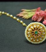 Indian Ethnic Meenakari Work maang tikka Kundan Borla with pearl Chain Head Jewellery