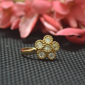 Casual Shimmering clip on nose stud or nose clip gold plated with american diamond nose ring 1