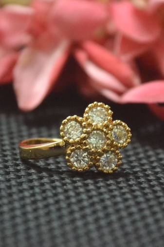 Casual Shimmering clip on nose stud or nose clip gold plated with american diamond nose ring