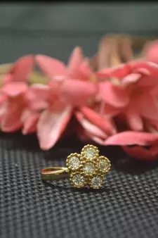 Casual Shimmering clip on nose stud or nose clip gold plated with american diamond nose ring