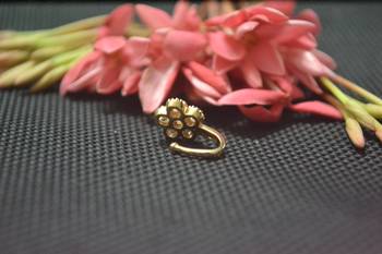 Casual Shimmering clip on nose stud or nose clip gold plated with american diamond nose ring 3
