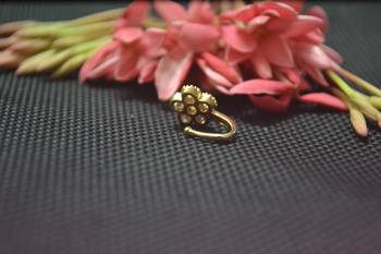 Casual Shimmering clip on nose stud or nose clip gold plated with american diamond nose ring 4