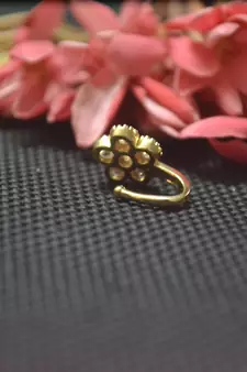 Casual Shimmering clip on nose stud or nose clip gold plated with american diamond nose ring
