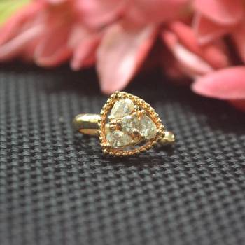 Casual Shimmering clip on nose stud or nose clip gold plated with american diamond nose ring 1