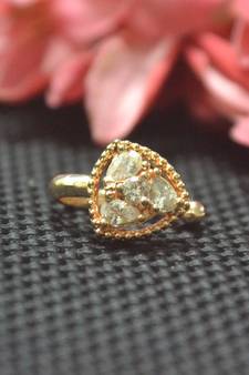 Casual Shimmering clip on nose stud or nose clip gold plated with american diamond nose ring