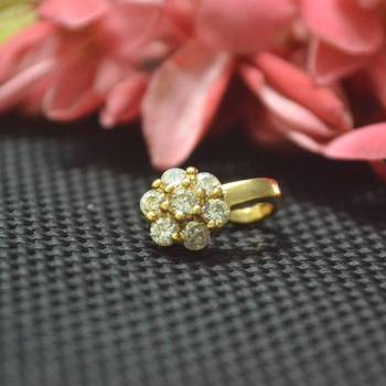 Casual Shimmering clip on nose stud or nose clip gold plated with american diamond nose ring 1