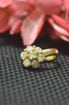 Casual Shimmering clip on nose stud or nose clip gold plated with american diamond nose ring