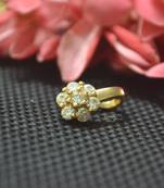 Casual Shimmering clip on nose stud or nose clip gold plated with american diamond nose ring