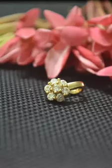 Casual Shimmering clip on nose stud or nose clip gold plated with american diamond nose ring