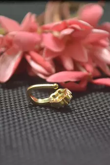 Casual Shimmering clip on nose stud or nose clip gold plated with american diamond nose ring