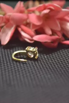 Casual Shimmering clip on nose stud or nose clip gold plated with american diamond nose ring