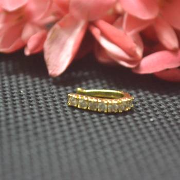 Casual Shimmering clip on nose stud or nose clip gold plated with american diamond nose ring 1