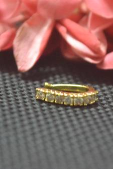 Casual Shimmering clip on nose stud or nose clip gold plated with american diamond nose ring