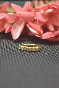 Casual Shimmering clip on nose stud or nose clip gold plated with american diamond nose ring