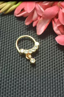 Ceremonial Fancy Nath or Nathni Gold Plated with American diamond nose ring