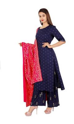Navy Blue Kurti Plazoo Duptta 1