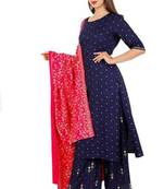 Navy Blue Kurti Plazoo Duptta