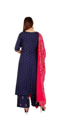 Navy Blue Kurti Plazoo Duptta 2