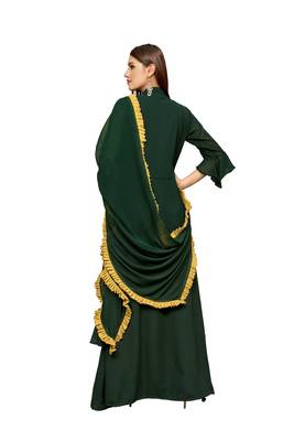 Yellow Color Embroidered Faux Georgette Semi Stitched Gown with Dupatta 2