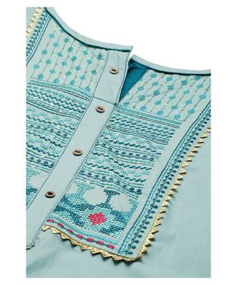 Women Light Teal Sequence & Lace Work Sharara Suit 4