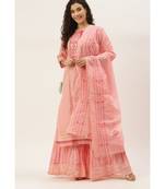 Women Pink Sequence & Lace Work Sharara Suit