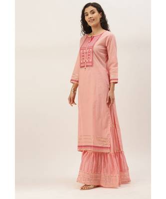 Women Pink Sequence & Lace Work Sharara Suit 5