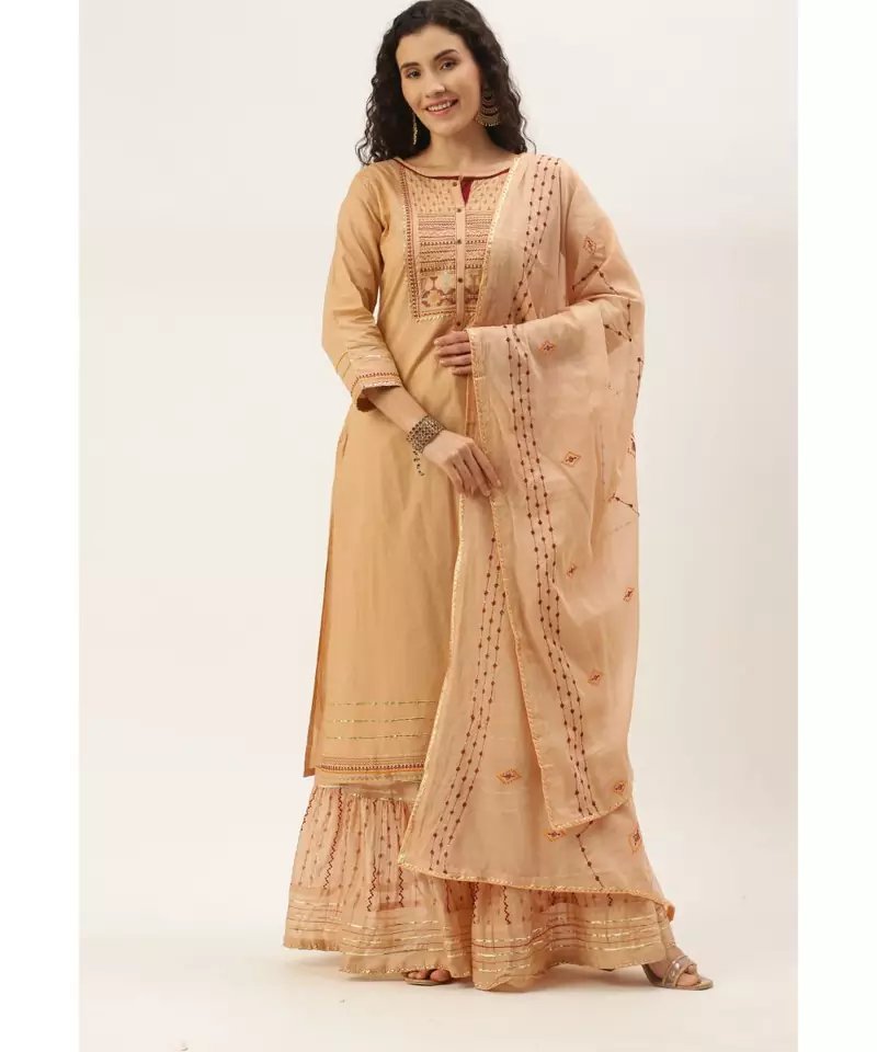 Women Nude Sequence & Lace Work Sharara Suit