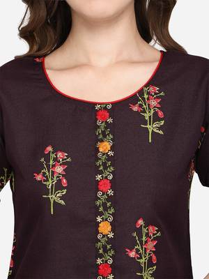 Purple embroidered cotton kurta-sets 5
