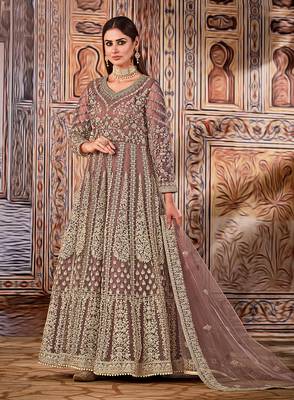 Mauve embroidered net salwar 1