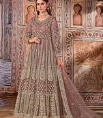 Mauve embroidered net salwar