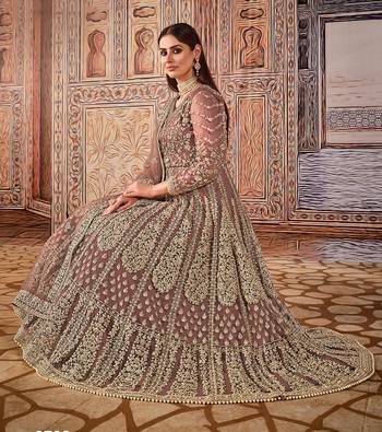 Mauve embroidered net salwar 2
