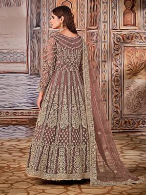 Mauve embroidered net salwar 3
