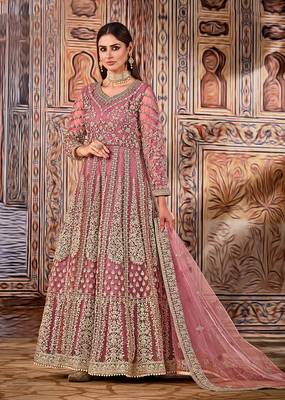 Light-pink embroidered net salwar 1