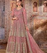 Light-pink embroidered net salwar