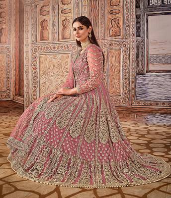 Light-pink embroidered net salwar 2