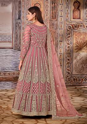 Light-pink embroidered net salwar 3