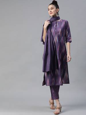 Purple printed cotton poly cotton-kurtis 1