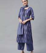Blue printed cotton poly cotton-kurtis