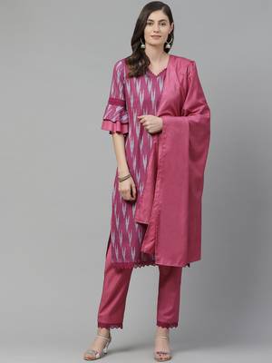 Pink printed cotton poly cotton-kurtis 1